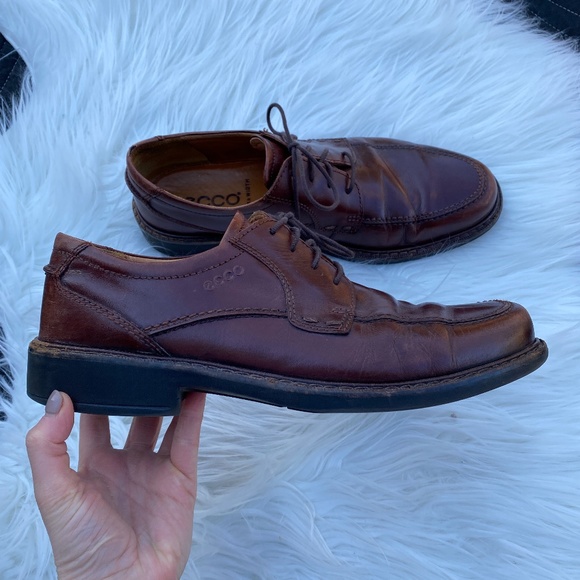 Ecco Lace Up Leather Brown Loafer Dress Shoe